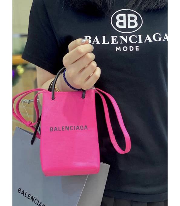 Balenciaga Fuchsia Original Calfskin Leather XXS Shopping Tote Bag