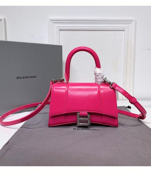 Balenciaga Fuchsia Plain Veins Real Leather 19cm Hourglass Bag