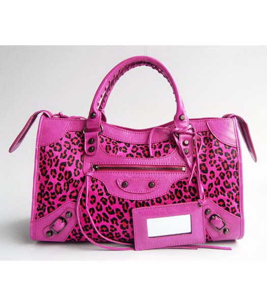 Balenciaga Giant City Bag in Fuchsia Leopard Print