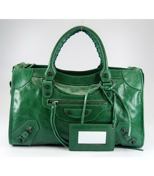 Balenciaga Giant City Bag in Middle Green Leather
