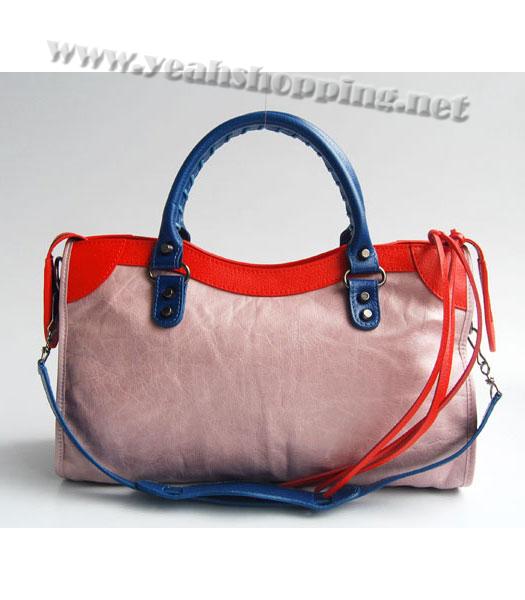 Balenciaga Giant City Bag Pink Purple with Red/Blue/Yellow-3
