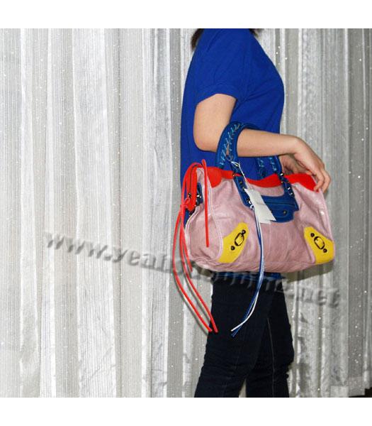 Balenciaga Giant City Bag Pink Purple with Red/Blue/Yellow-7