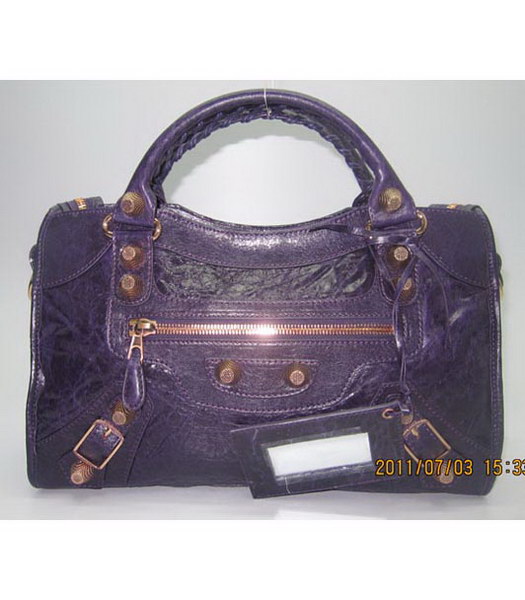 Balenciaga Giant City Handbag in Dark Purple Lambskin