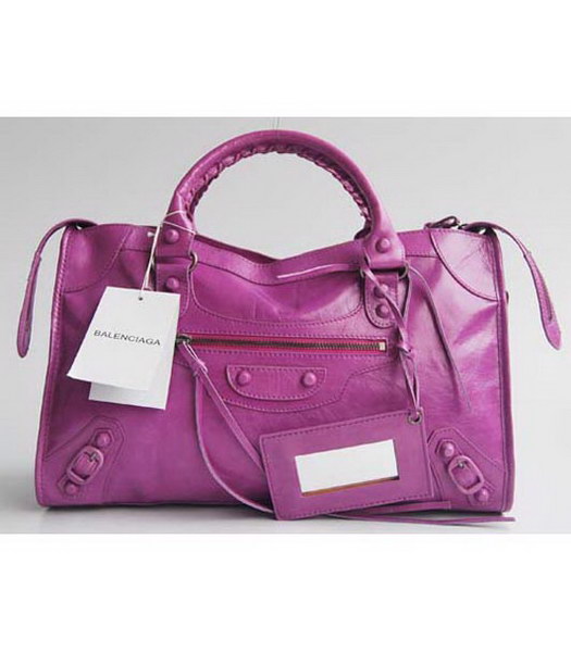 Balenciaga Giant City Light Purple Handbag Small Leather nail