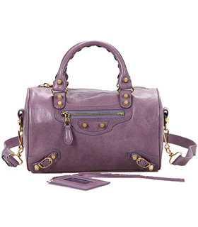 Balenciaga Giant Mini Twiggy Bag With Eggplant Purple Leather Small Golden Nails