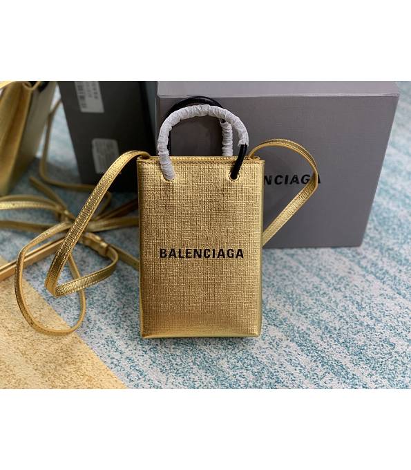 Balenciaga Golden Original Calfskin Leather XXS Shopping Tote Bag