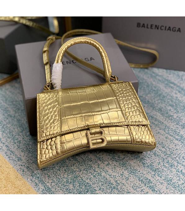 Balenciaga Golden Original Croc Veins Leather 23cm Hourglass Bag