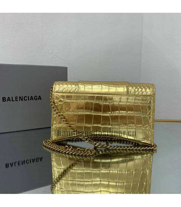 Balenciaga Golden Original Croc Veins Leather Wallet On Chain Hourglass Bag-2