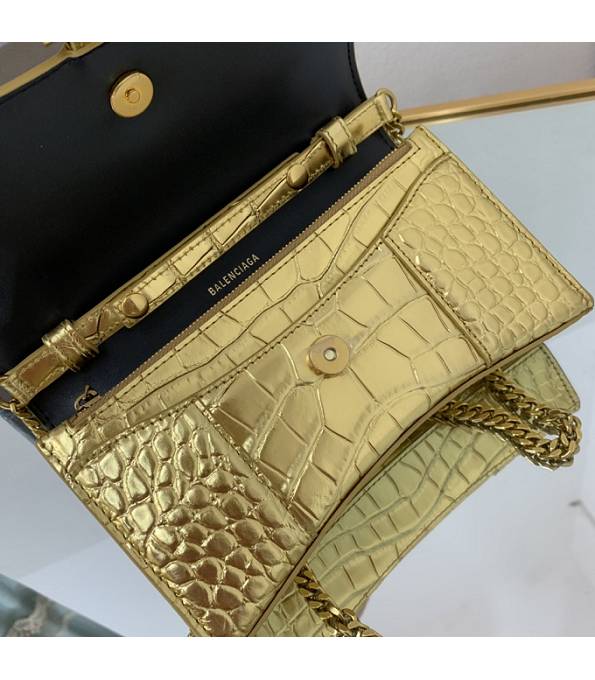 Balenciaga Golden Original Croc Veins Leather Wallet On Chain Hourglass Bag-5