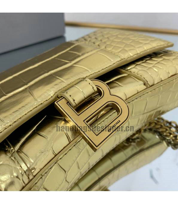 Balenciaga Golden Original Croc Veins Leather Wallet On Chain Hourglass Bag-6