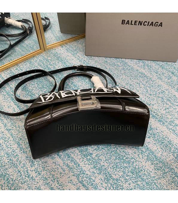 Balenciaga Graffiti Black Original Plain Veins Calfskin Silver Metal 23cm Hourglass Bag-6