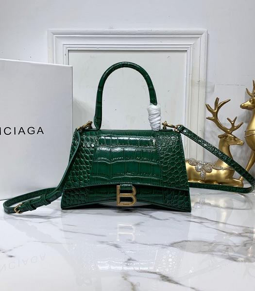 Balenciaga Green Croc Veins Real Leather 23cm Hourglass Bag