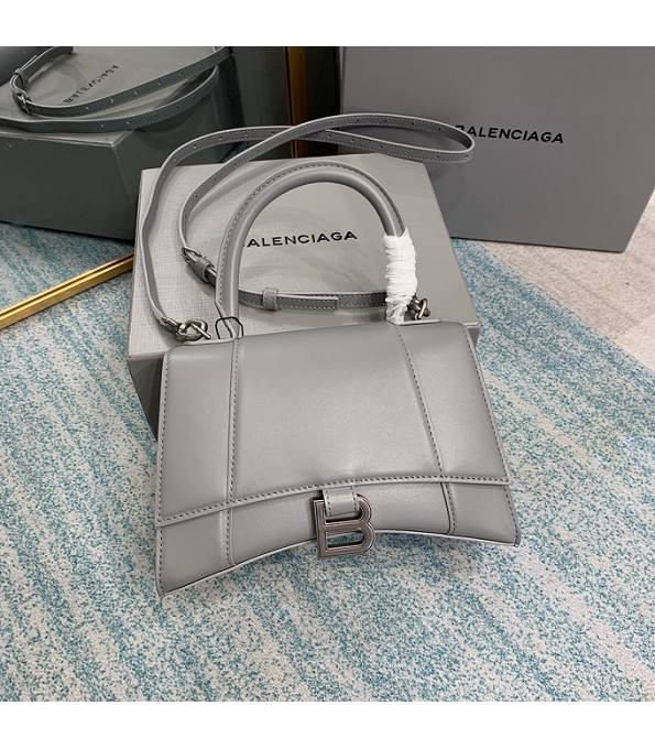 Balenciaga Grey Original Plain Veins Calfskin Leather 23cm Hourglass Bag