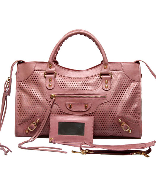 Balenciaga Handbag Pink Oil Leather With Golden Nails