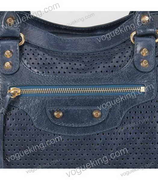 Balenciaga Handbag Sapphire Blue Oil Leather With Golden Nails-5