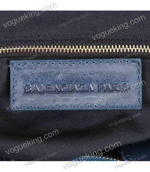 Balenciaga Handbag Sapphire Blue Oil Leather With Golden Nails-6