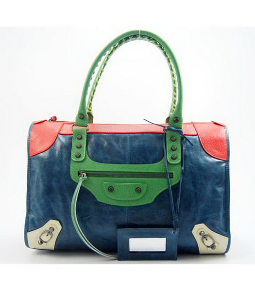 Balenciaga Holiday Work Colorful Large Bag in Sapphire Blue
