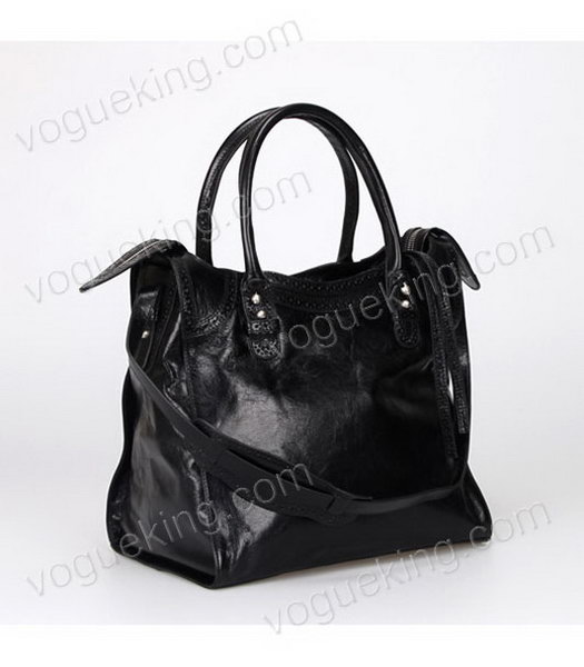Balenciaga Hyacinth Import Black Leather Bag Pearl Silver Nails-2