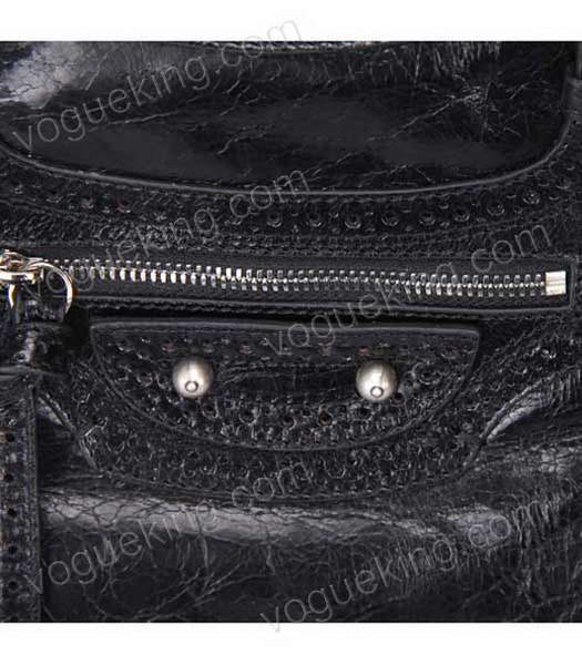 Balenciaga Hyacinth Import Black Leather Bag Pearl Silver Nails-5