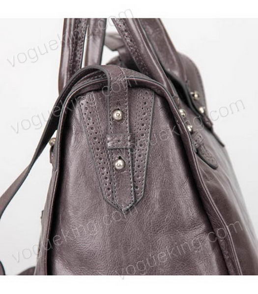 Balenciaga Hyacinth Import Dark Grey Oil Leather Bag Pearl Silver Nails-6