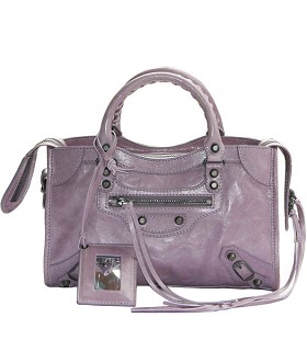 Balenciaga Imported Leather Motorcycle Bag in Eggplant Purple