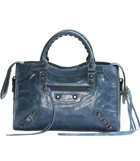 Balenciaga Imported Leather Motorcycle Bag in Sapphire Blue