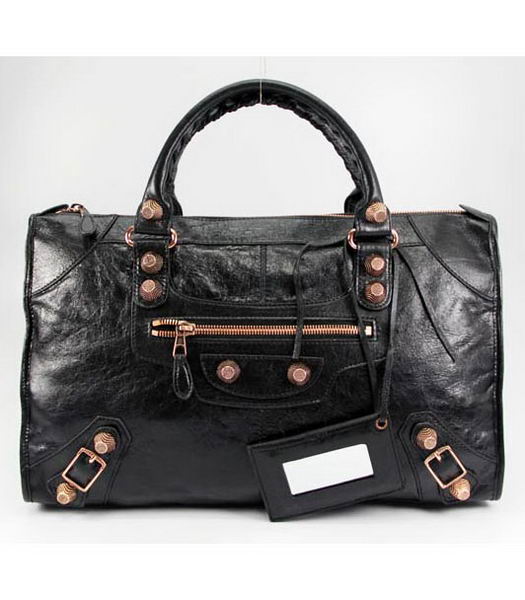Balenciaga Lambskin Leather Giant City Bag Black