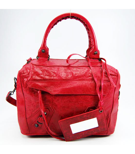 Balenciaga Lambskin Tote Bag Red
