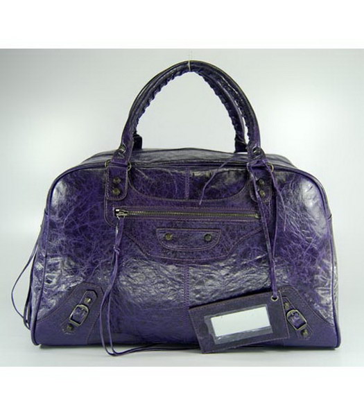 Balenciaga Lambskin Tote Large Bag in Dark Purple Lambskin