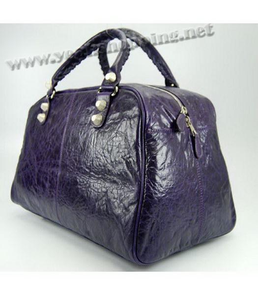 Balenciaga Lambskin Tote Large Bag in Dark Purple Lambskin-2