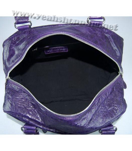 Balenciaga Lambskin Tote Large Bag in Dark Purple Lambskin-5
