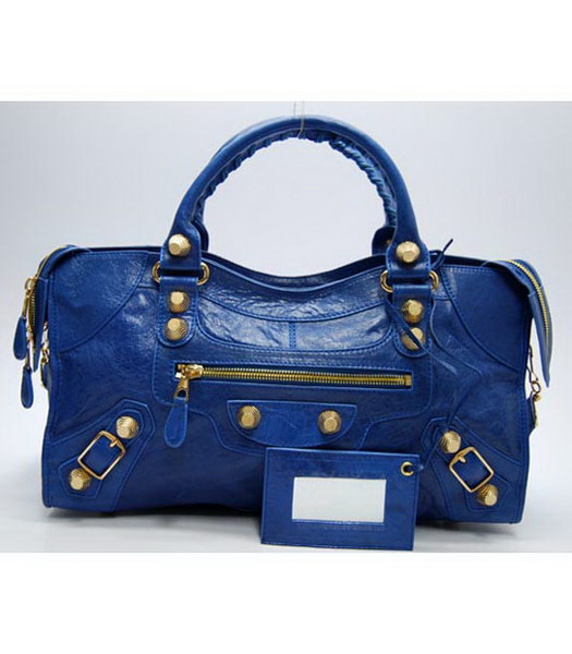 Balenciaga Large Giant City Handbag in Blue Lambskin
