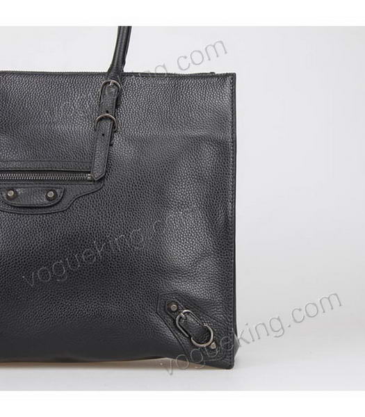 Balenciaga Large Tote Bag With Black Litchi Pattern Leather -5
