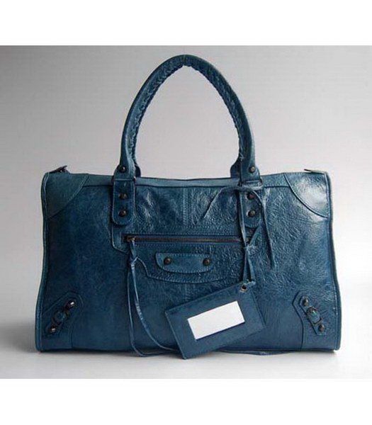 Balenciaga Le Dix Motorcy Blue Large Handbag