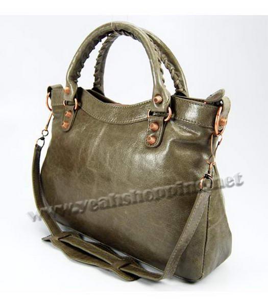 Balenciaga Light Grey Leather Handbag-Rose Gold Small Nail-2