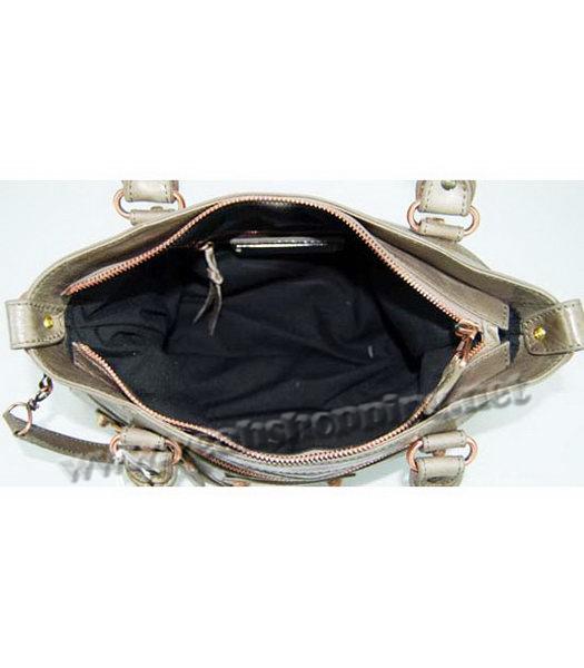 Balenciaga Light Grey Leather Handbag-Rose Gold Small Nail-6