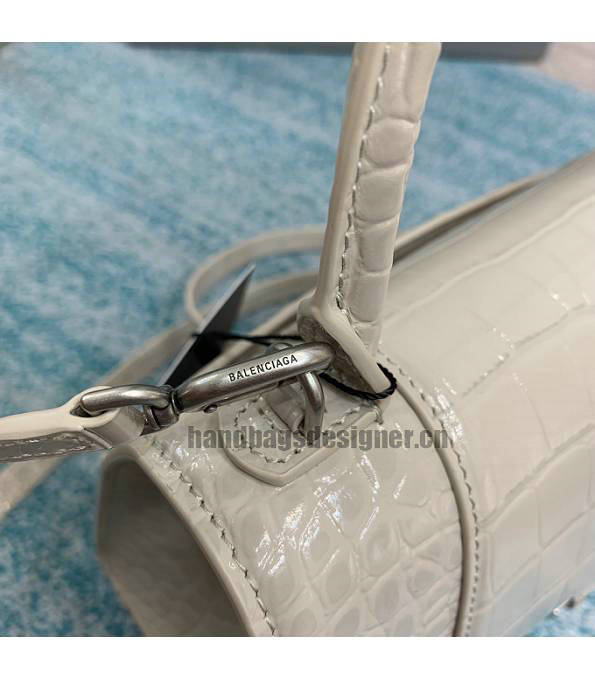 Balenciaga Light Khaki Original Croc Veins Calfskin Leather 23cm Hourglass Bag-3
