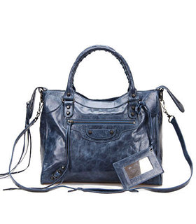 Balenciaga Medium Handbag in Sapphire Blue Imported Oil Leather