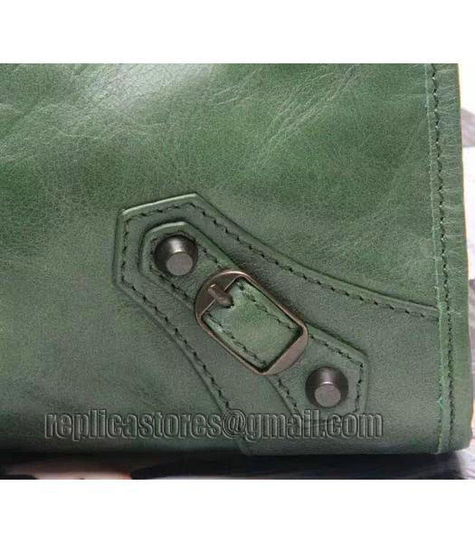 Balenciaga Motorcycle City Bag in Dark Green Imported Leather Gun Nails-6
