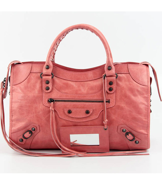 Balenciaga Motorcycle City Bag in Dark Red Oil Leather (Copper Nails)