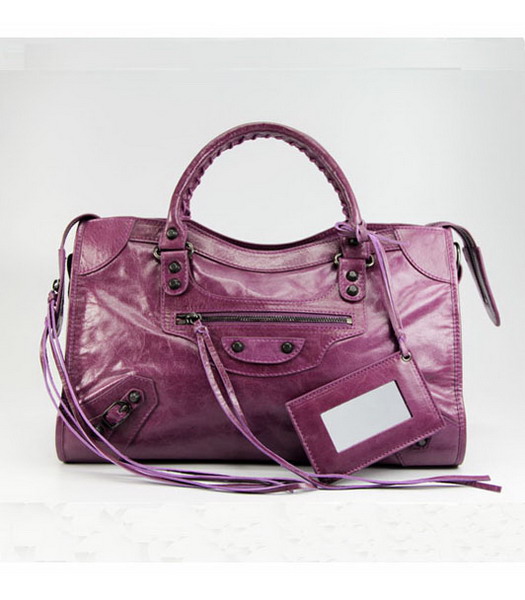 Balenciaga Motorcycle City Bag in Light Purple Oil Leather