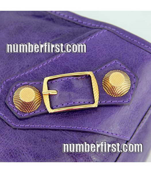 Balenciaga Motorcycle City Bag in Purple Oil Leather (Gold Nails)-4