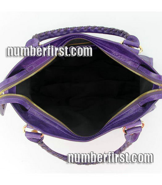 Balenciaga Motorcycle City Bag in Purple Oil Leather (Gold Nails)-5