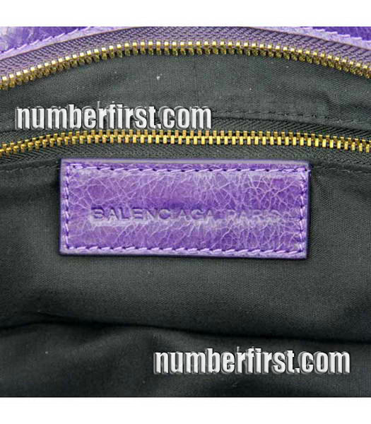 Balenciaga Motorcycle City Bag in Purple Oil Leather (Gold Nails)-6