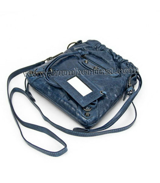 Balenciaga Move-on Leather Satchel Bag Sapphire Blue-2