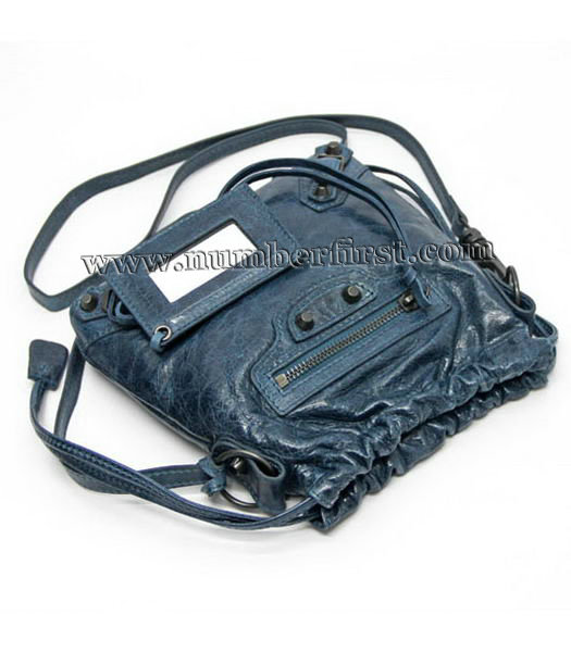 Balenciaga Move-on Leather Satchel Bag Sapphire Blue-3
