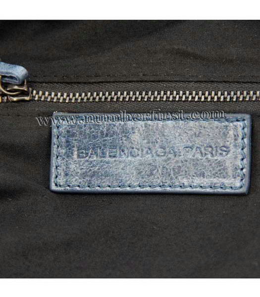Balenciaga Move-on Leather Satchel Bag Sapphire Blue-6