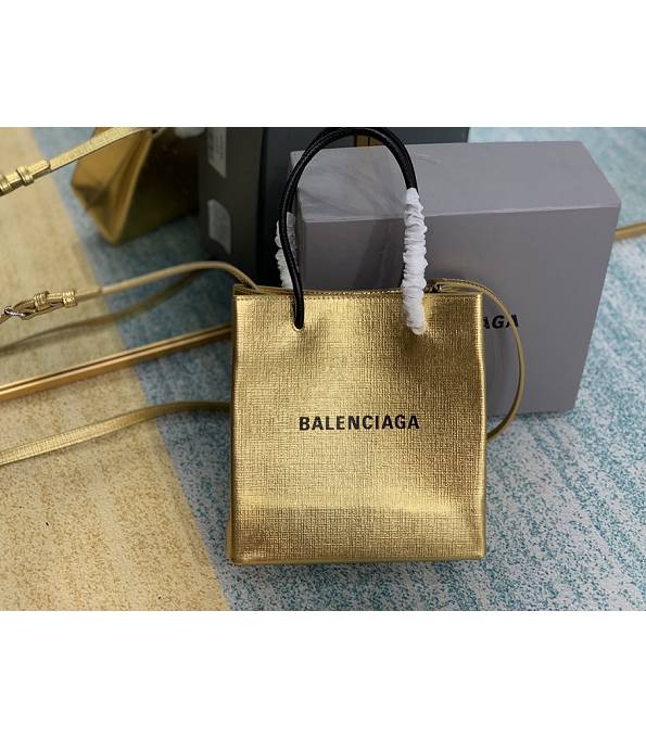 Balenciaga North South Golden Original Lambskin Leather Shopping Tote Bag