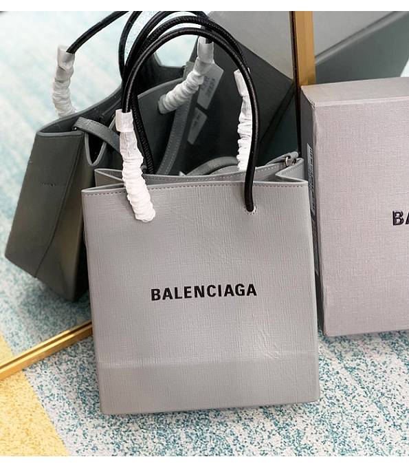 Balenciaga North South Grey Original Lambskin Leather Shopping Tote Bag