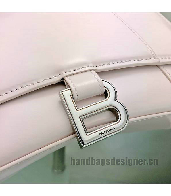 Balenciaga Nude Pink Original Plain Veins Calfakin Leather Silver Buckle 23cm Hourglass Bag-4